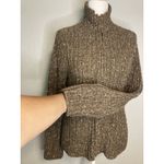 Charter Club Petite Sweater Womens S Brown Wool Blend Zip Front Ribbed Cardigan Photo 3