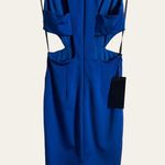 Bebe  Fierce Deep V Plunge Side Cut Out Blue Ponte Dress Size S Photo 6