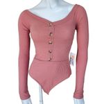 Orange Kiss NWT  Pink Ribbed Long Sleeve Bodysuit (S) Photo 1
