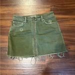 We The Free Free People Olive Distressed Denim Skirt Photo 3