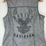 Harley Davidson  Y2K Button Down Shirt Vest Sz XL Grey Graphic Back Photo 10