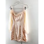 Mistress Rocks Satin Mesh Trim Off-the-Shoulder Bodycon Mini Dress Peach XS Photo 5