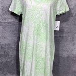 Nautica Women’s Green White Floral Print Cotton Sleep Shirt Dress Size Medium NW Photo 0