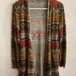 💥Multicolor Multi Print Long Sleeve Cardigan M Brown Size M Photo 1