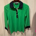 Jones New York Cute fighting Irish green blue rugby style 3/4 sleeve lightweight top cotton Photo 4