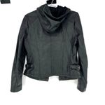 First Classics Black Leather Quilted Hooded Biker Jacket Photo 1