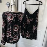 Vintage 2 piece set sequin beaded floral embellished‎ skirt and top size XL Pink Photo 1