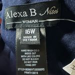 Alexa B Nites yellow blue floral dress gold filament shoulder open short sleeve Size 16W Photo 6