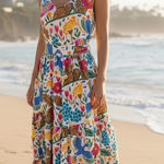 LA DoubleJ Pellicano dinner dress silk Floral Maxi size medium Red Photo 0