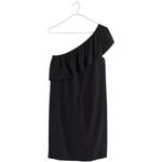 Madewell  Dress Women Size 4 Mini Black Asymmetrical Off Shoulder Ruffled Casual Photo 1