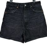 ZARA  High Waisted Loose Fit Classic Cotton Denim Jean Shorts 10 Black #3805 Photo 9