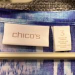 Chico's Women's Blouse Size XL Hi Low Top Blue Purple Floral Print Art Too Wear A Photo 5