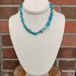 Floral Steer Skull and Turquoise Chip Necklace Set Silver Photo 2