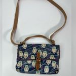 Fossil Navy Owl Print Small Crossbody Shoulder Bag Purse Cute Bohemian Photo 0