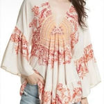 Free People  Sunset Dreams Boho Coastal Cowgirl Peasant Bell Sleeve Ruffle Top XS Photo 0