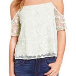 Hinge Lace Mesh Cold Shoulder Tank Top Spaghetti Strap Mint Green Medium New Photo 0