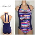 Anne cole New. navy and stripe swimsuit. Size 16W. Retails $119 Photo 1