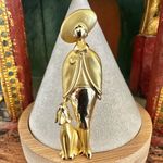 Vintage Gold tone Lady with Dog Figural Brooch Photo 0