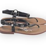 Coach Deadstock: new  ࿌ Raiven Hardware Turnlock Flat Sandals ࿌ Black Leather ࿌ Photo 0