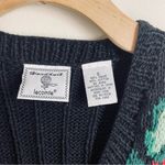 Vintage Lecomte Handknit Holiday Sweater Vest Small Black Red Green Poinsetta Photo 6