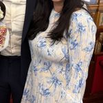 Maje Long Sleeve Dress in Blue and Cream Size 40 (US 12) Photo 8