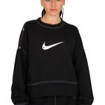 Nike  Black Boxy Cropped Crewneck with White Swoosh Small Photo 0