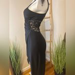 Bebe  Black Wrap Dress With Lace and Rhinestone Cutout On Left Side VINTAGE Y2K Photo 4