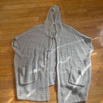 VELVET By Graham & Spencer women's hoodie long open front cardigan wool blend S Tan Photo 7