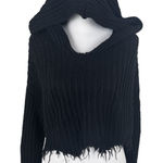 Wildfox  Marley Oversized Black Hoodie Crop Relaxed 100% Cotton Sweater Top Small Photo 0