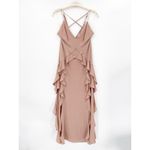 The Jetset Diaries Light My Fire Nude Pink Ruffled V-Neck Gown Size Small Photo 2