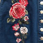 PacSun Denim Mini Skirt W/ Floral Embroidery Photo 3