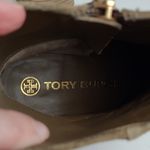 Tory Burch  TAN SUEDE SIDE ZIP FLARED WOODEN BLOCK STACKED HEEL BOOTIES 8.5M Photo 7