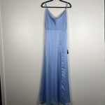 Lulus  Invitation Satin Cowl‎ Neck Maxi Dress Blue Sz M NWT Photo 3