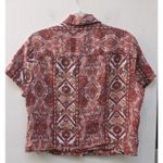 Rachel Zoe  Blouse Button-Up Cropped Aztec Top 100% Linen Red Orange Size M Photo 9