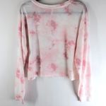 Cozy Rozy Womens Lightweight Sweatshirt Cropped Pullover Tie Dye Pink White L Size L Photo 1