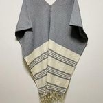 Tribe Alive Caftan Blue Cream Cotton Beach Coverup Poncho Photo 0