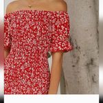 SheIn  Red Floral Off-Shoulder Midi Dress SZ-S Photo 3