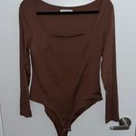 Reoria brown square neck long sleeve bodysuit Size L Photo 0