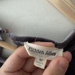 Hidden Alley  Gray Long Sleeve Velvet Pleated Dress With Tie Detail Photo 2