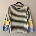 Boden Navy White Colorful Striped Long Sleeve Tee Crewneck Women's size 8 Photo 0