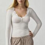 Urban Outfitters  Lace Henley Top Photo 0