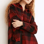 Madewell  Flannel Side-Button Oversized Ex-Boyfriend Shirt Buffalo Check Size M Photo 0