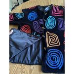 Allure 80s Vintage Sweater Triangle Swirly Novelty Print Cozy Unique M Button Up Black Size M Photo 8