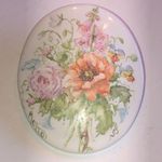 Donna L. Motto 1989 WV Hand Painted Floral Porcelain Brooch Orange Photo 1