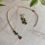 Jewelry Set Green Tourmaline Garnet Pearl Boho Bohemian Minimalist Casual Gift Photo 1