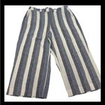 LC Lauren Conrad Lauren Conrad Linen Blend Wide Leg Cropped Pants Tan White Stripes New Womens XL Photo 0