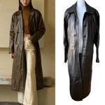 Vintage Studio Works Chocolate Brown Ankle Length Leather Trench Coat Size Small Photo 1