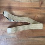 Unique Vintage Vintage 90s Woven Abstract Embellished Straw 33" Belt Beads Chains Trim Neutral Photo 4