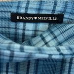 Brandy Melville Cara Mini Skirt Womens OS Blue Plaid Front Slit Y2K Preppy 90s Photo 5