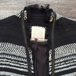 Rebecca Taylor  Blazer Fringe Hem Black Lamb Trim Peplum Jacket Striped 4 Photo 6